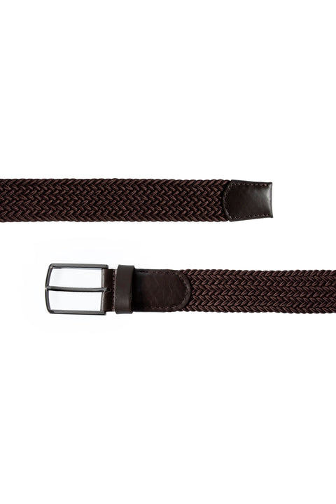 Dark Brown Lycra Stretch Sports Knit Belt & 2-Pack Bamboo Socks Gift Box Set