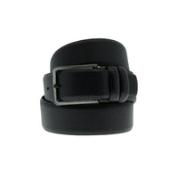 Black Classic Patterned Leather Belt