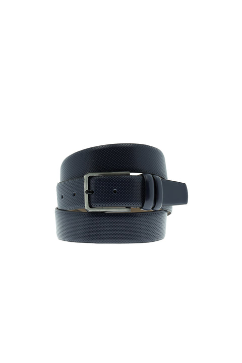 Dark Navy Classic Patterned Leather Belt