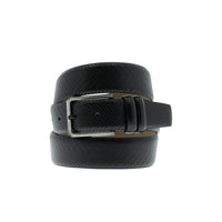 Black Classic Patterned Leather Belt