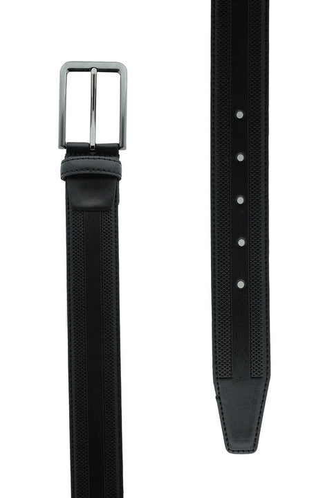 Black Patterned Classic Belt