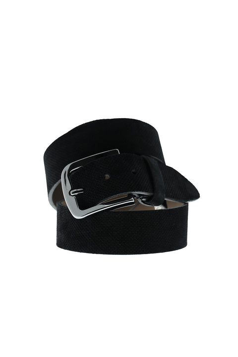 Black Suede Belt with Sport Pattern