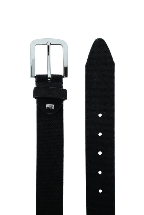 Black Suede Belt with Sport Pattern