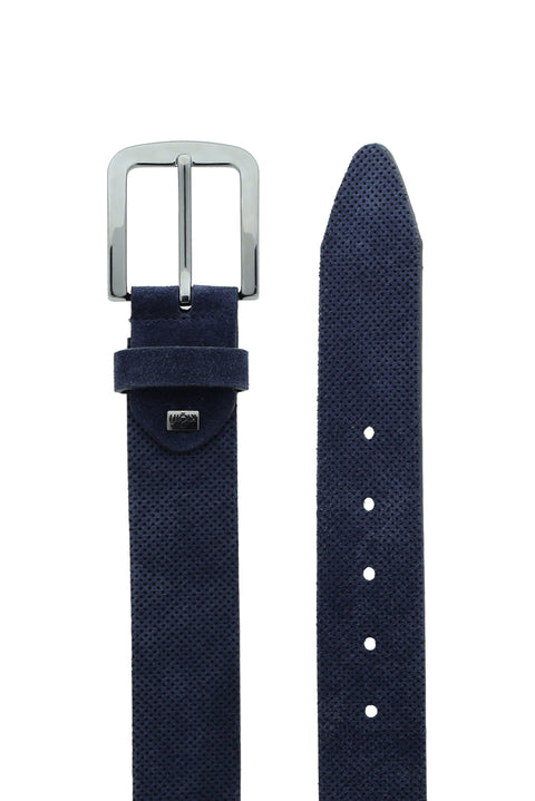 Dark Navy Suede Sport Patterned Belt