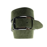 Medium Khaki Sport Patterned Suede Belt