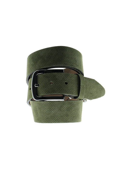 Medium Khaki Sport Patterned Suede Belt
