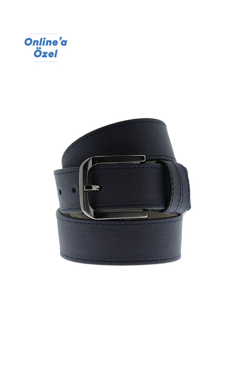 Medium Navy Sporty Patterned Belt