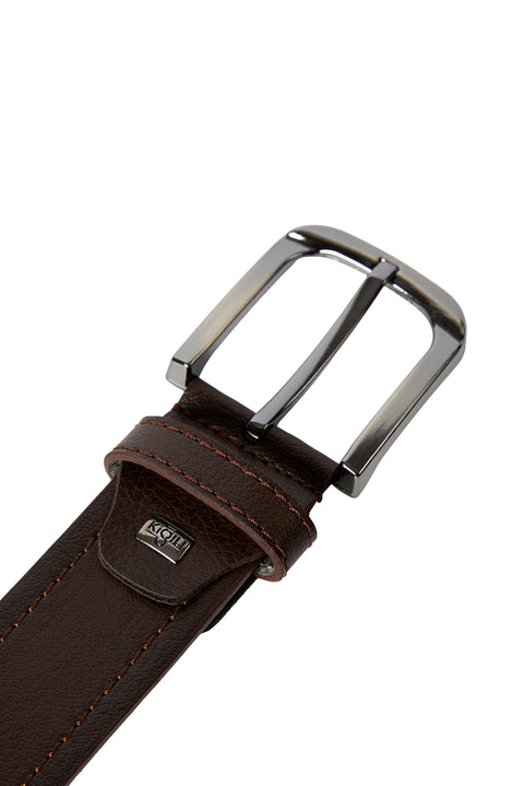 Dark Brown Sport Belt with Stitching Detail