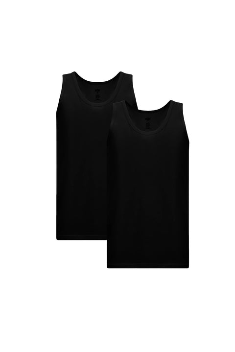 Black 2-Piece Regular Fit Cotton Tank Top Set