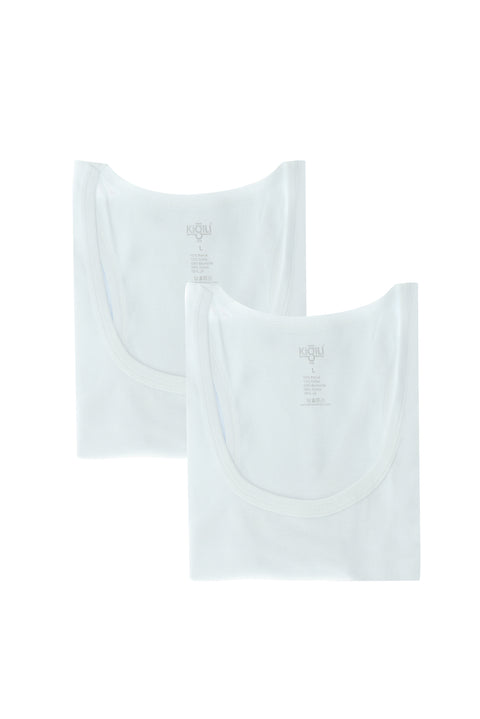 White 2-Piece Cotton Athletic Tank Top Set