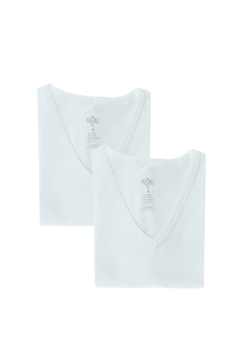 White 2-Piece V-Neck Cotton Tank Top Set