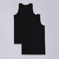 Black 2-Piece Cotton Athletic Tank Top Set