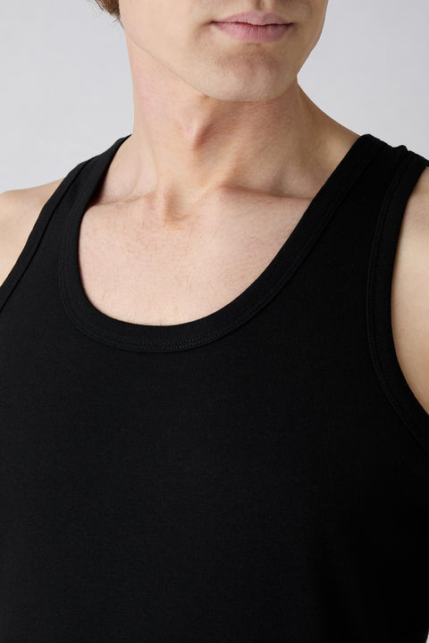 Black 2-Piece Cotton Athletic Tank Top Set