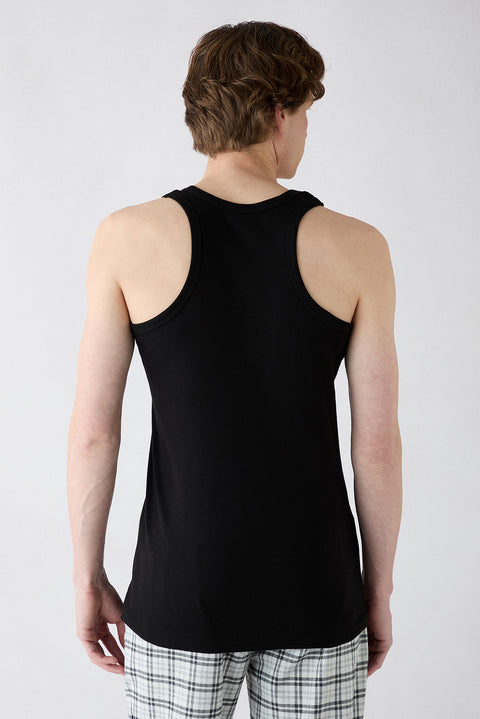 Black 2-Piece Cotton Athletic Tank Top Set