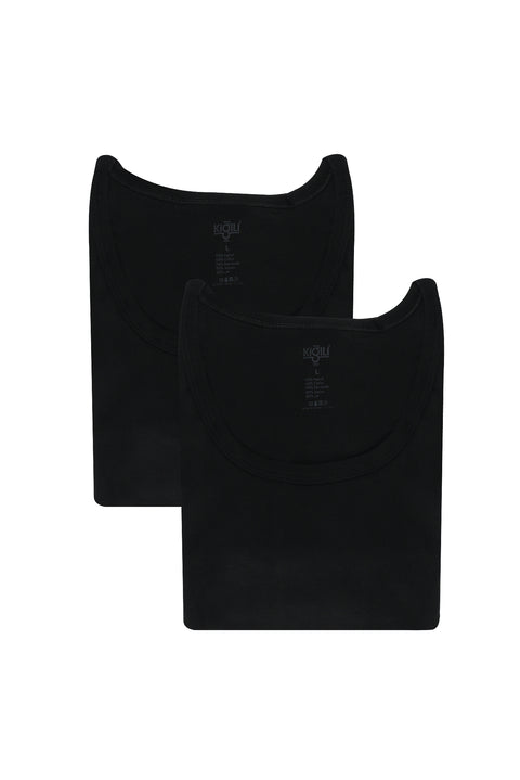 Black 2-Piece Cotton Athletic Tank Top Set