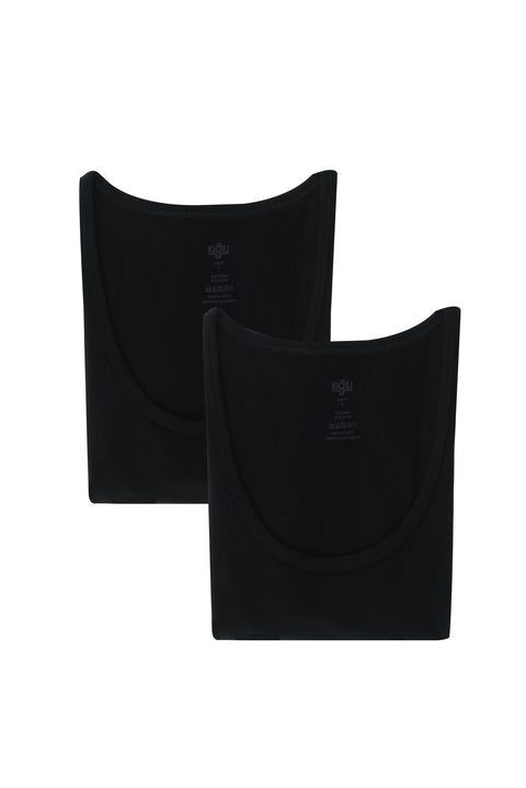 Black 2-Piece Cotton Athletic Tank Top Set