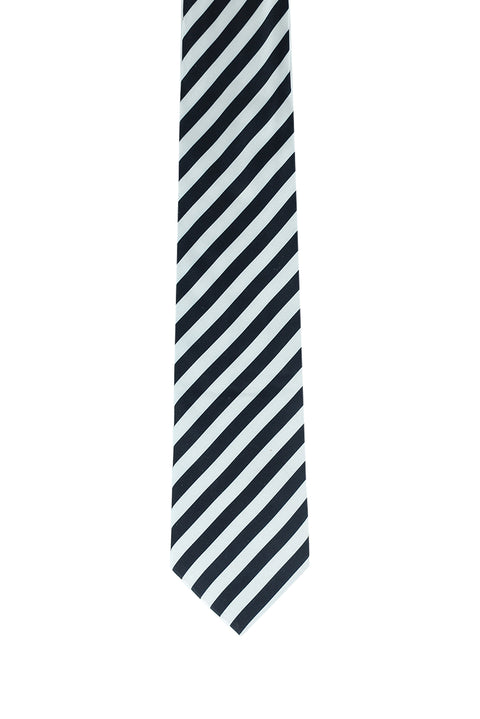 Dark Navy Striped Tie & Pocket Square Set (Piece)