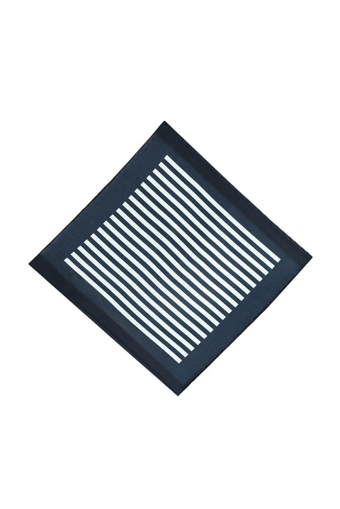 Dark Navy Striped Tie & Pocket Square Set (Piece)