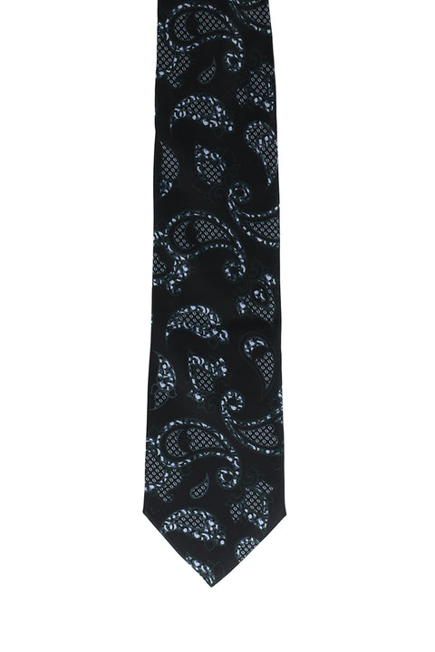 Black 2-Piece Patterned Tie & Pocket Square Set