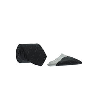 Black 2-Piece Patterned Tie & Pocket Square Set