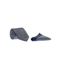 Blue 2-Piece Patterned Tie & Pocket Square Set