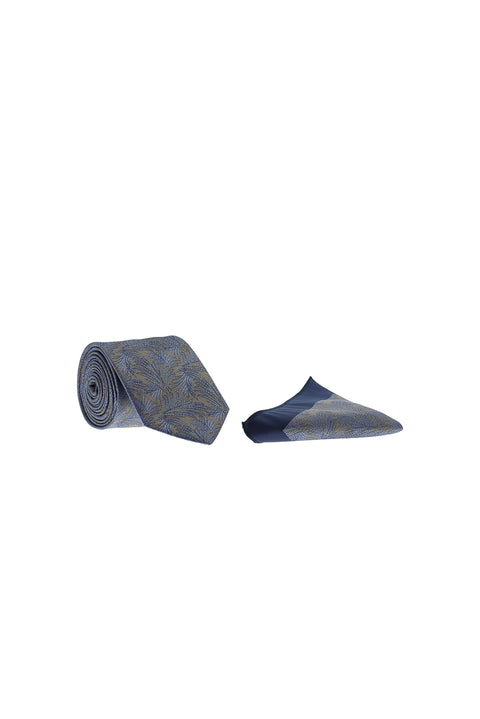 Blue 2-Piece Patterned Tie & Pocket Square Set