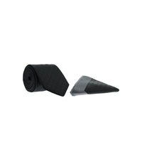 Black 2-Piece Patterned Tie & Pocket Square Set
