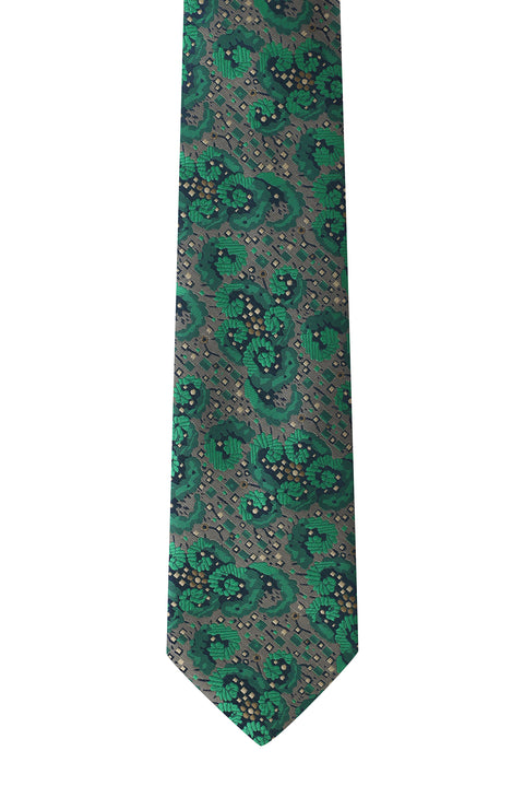 Dark Green 2-Piece Patterned Tie & Pocket Square Set