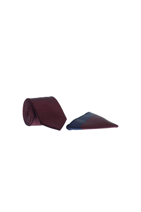 Dark Burgundy 2-Piece Patterned Tie & Pocket Square Set