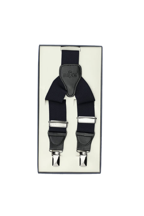 Navy Blue Lycra Plain Trouser Suspenders