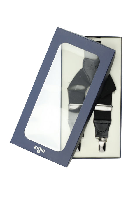 Black Lycra Plain Pants Suspenders