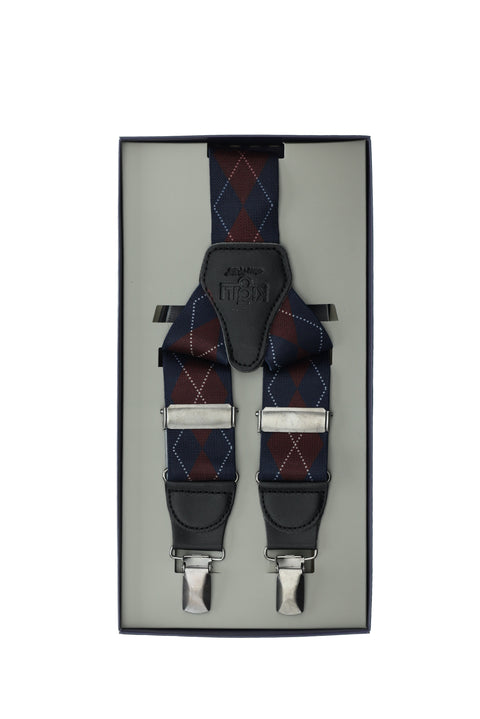 Light Navy Blue Lycra Patterned Trouser Suspenders