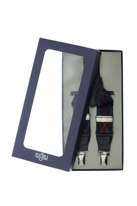Light Navy Blue Lycra Patterned Trouser Suspenders