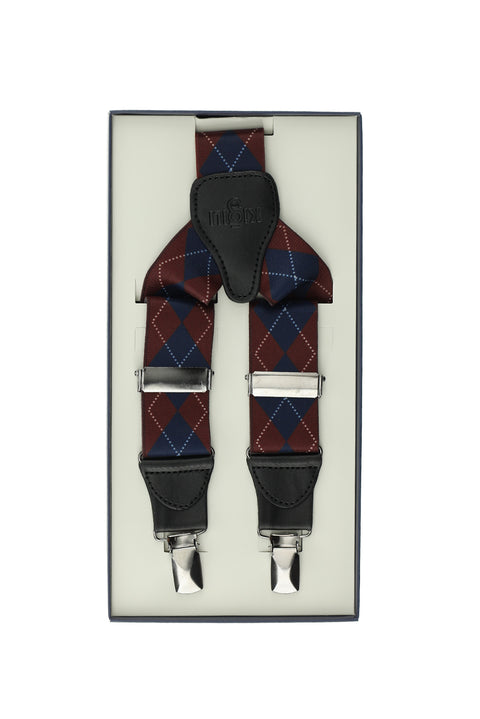 Light Burgundy Lycra Patterned Trouser Suspenders
