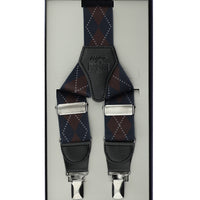Medium Navy Blue Lycra Patterned Trouser Suspenders