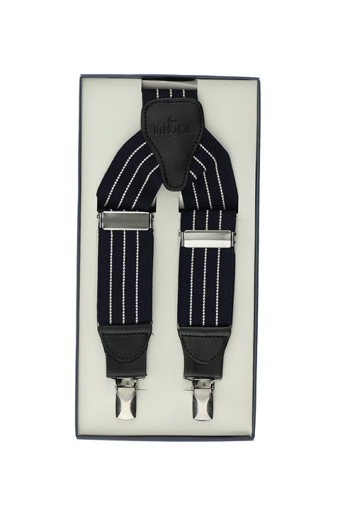 Navy Blue Patterned Trouser Suspenders