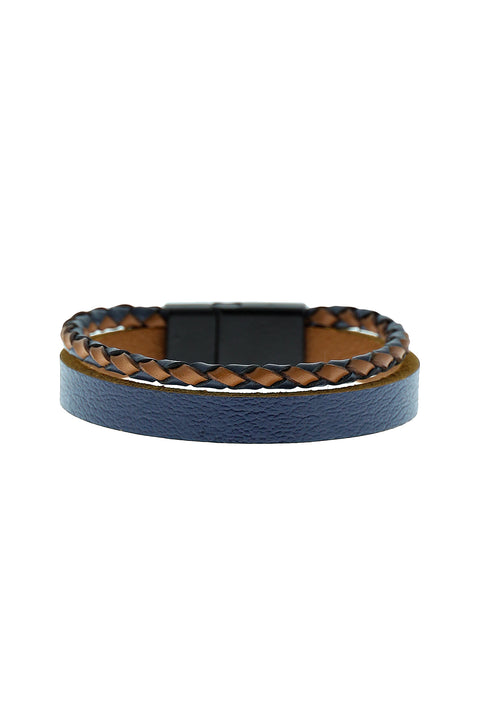 Navy Blue Leather Bracelet