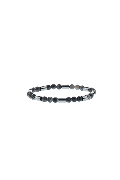 Medium Gray Natural Stone Bead Bracelet