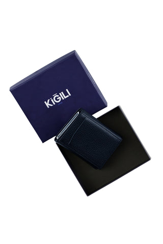  Koyu Lacivert Mekanizmalı Deri Cüzdan ( En Açık 22 cm/ Boy 10 cm)