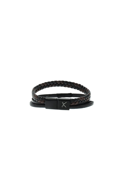 Dark Brown 2-Piece Leather Bracelet