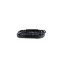 Dark Navy Blue 2-Piece Leather Bracelet