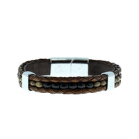 Medium Brown 3-Piece Leather Bead Bracelet