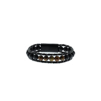 Black Leather & Bead Bracelet