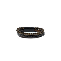 Dark Brown Leather & Bead Bracelet