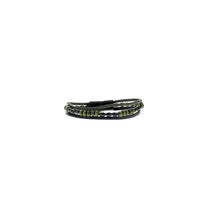 Black Leather Bead Bracelet