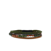 Dark Green Leather Bead Bracelet
