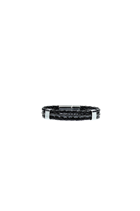 Black Leather Bead Bracelet