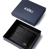 Black Card Holder with Money Compartment and Gift Box