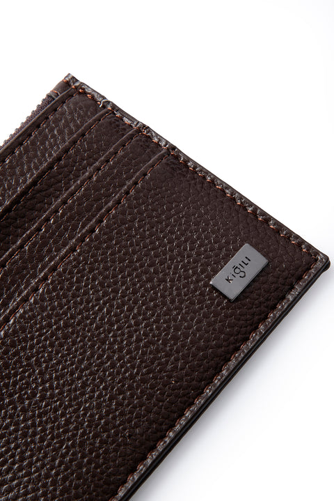 Dark Brown Card Holder with Coin Compartment and Gift Box