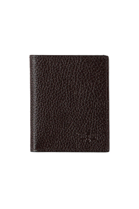 Dark Brown Patterned Horizontal Card Holder Wallet with Money Compartment